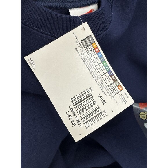NW VINTAGE Hanes Sweater Adult LARGE Blue Relaxed Crew Neck Pullover Sweatshirt - Picture 9 of 12